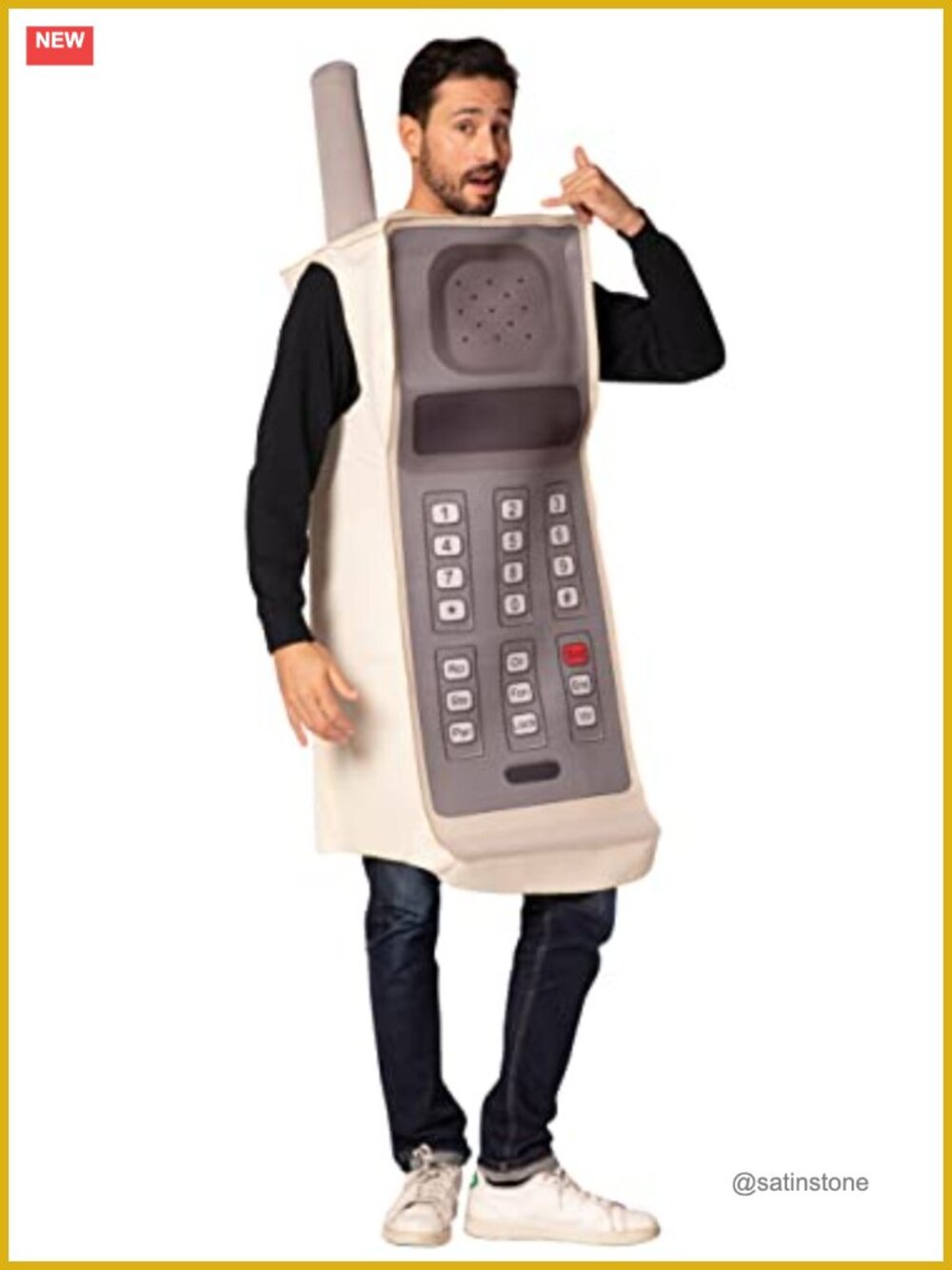 Retro Brick Cell Phone Costume Adult One Size Foam Tunic Halloween Cosplay